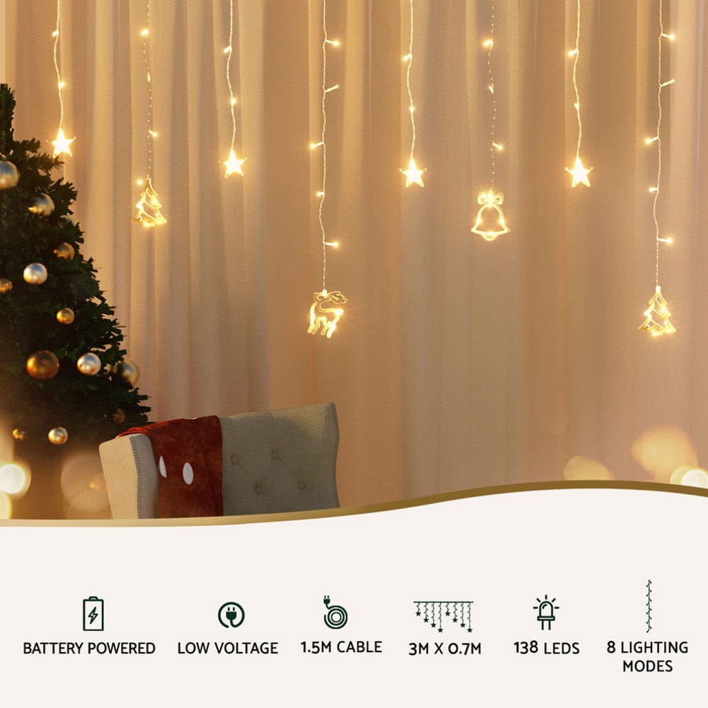 Jingle Jollys Occasions > Christmas > Outdoor Decorations & Lights 138 LED 3M Christmas Lights Icicle Light Warm White Jingle Jollys