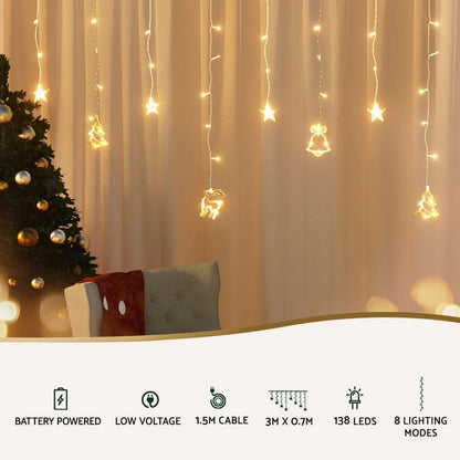 Jingle Jollys Occasions > Christmas > Outdoor Decorations & Lights 138 LED 3M Christmas Lights Icicle Light Warm White Jingle Jollys