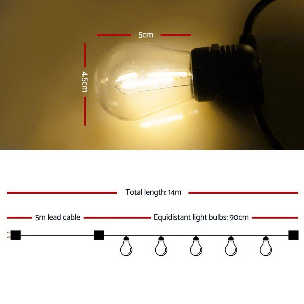 Jingle Jollys Occasions > Christmas > Outdoor Decorations & Lights 14m LED Festoon String Lights Christmas Decorations Wedding Party Outdoor Garden