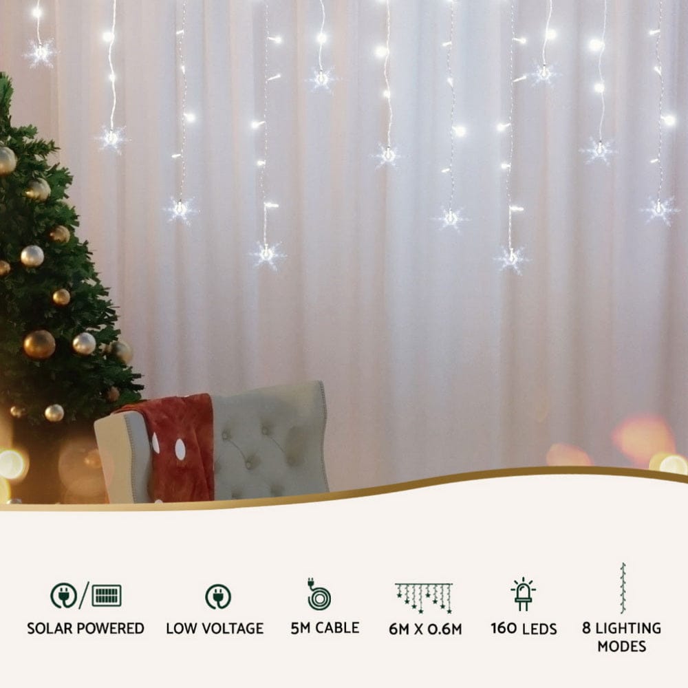 Jingle Jollys Occasions > Christmas > Outdoor Decorations & Lights 160 LED 6M Christmas Lights Icicle Light Solar Cold Jingle Jollys
