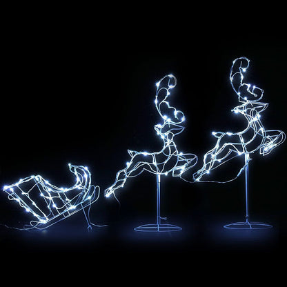 Jingle Jollys Occasions > Christmas > Outdoor Decorations & Lights 1X Christmas Lights Reindeer Sleigh 120 LED Decorations Jingle Jollys