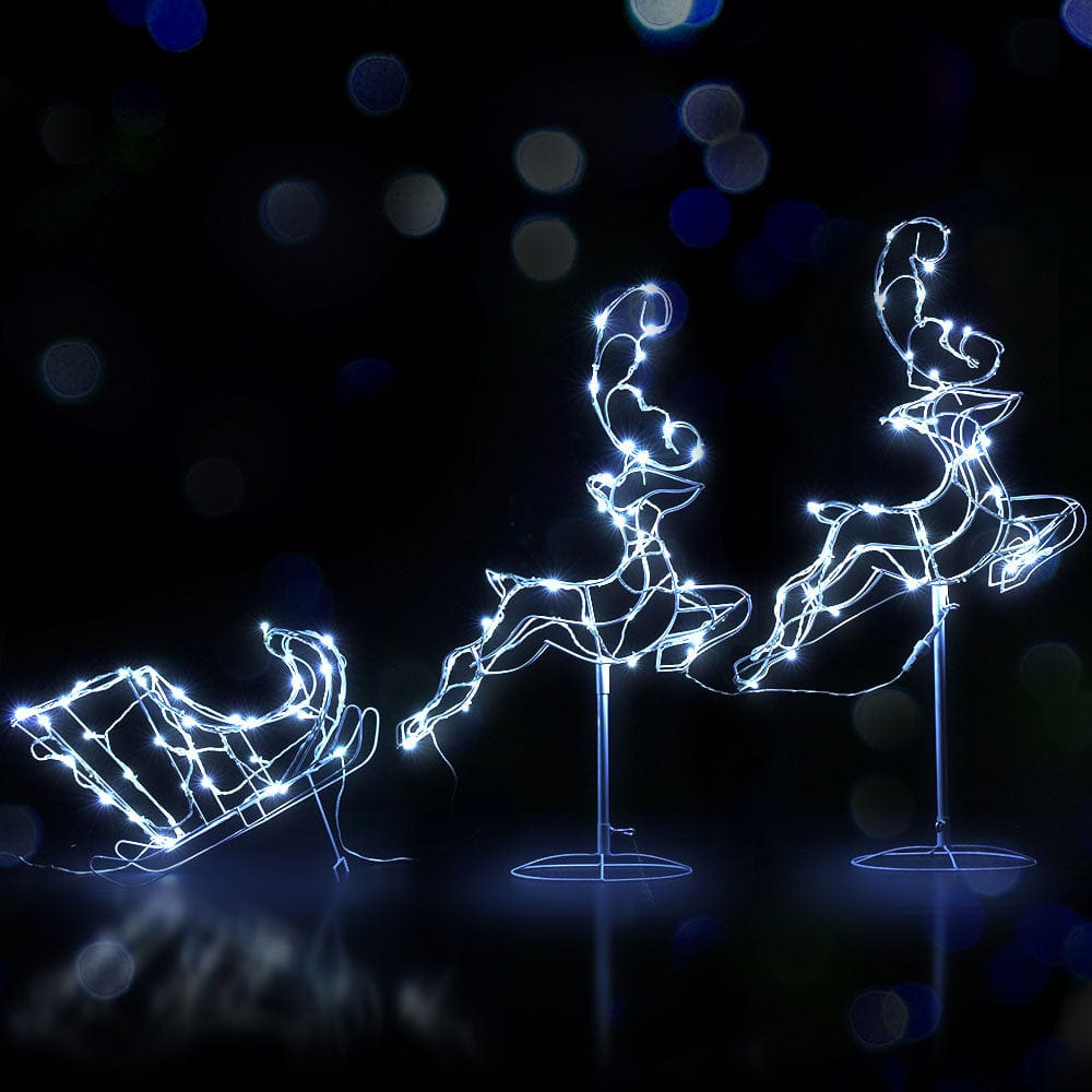 Jingle Jollys Occasions > Christmas > Outdoor Decorations & Lights 1X Christmas Lights Reindeer Sleigh 120 LED Decorations Jingle Jollys