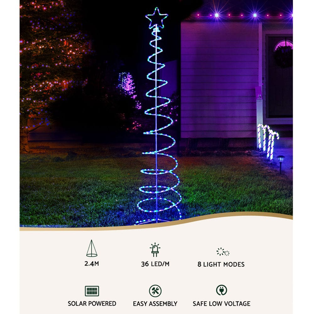 Jingle Jollys Occasions > Christmas > Outdoor Decorations & Lights 2.4M Christmas Tree LED Solar Motif Lights Jingle Jollys