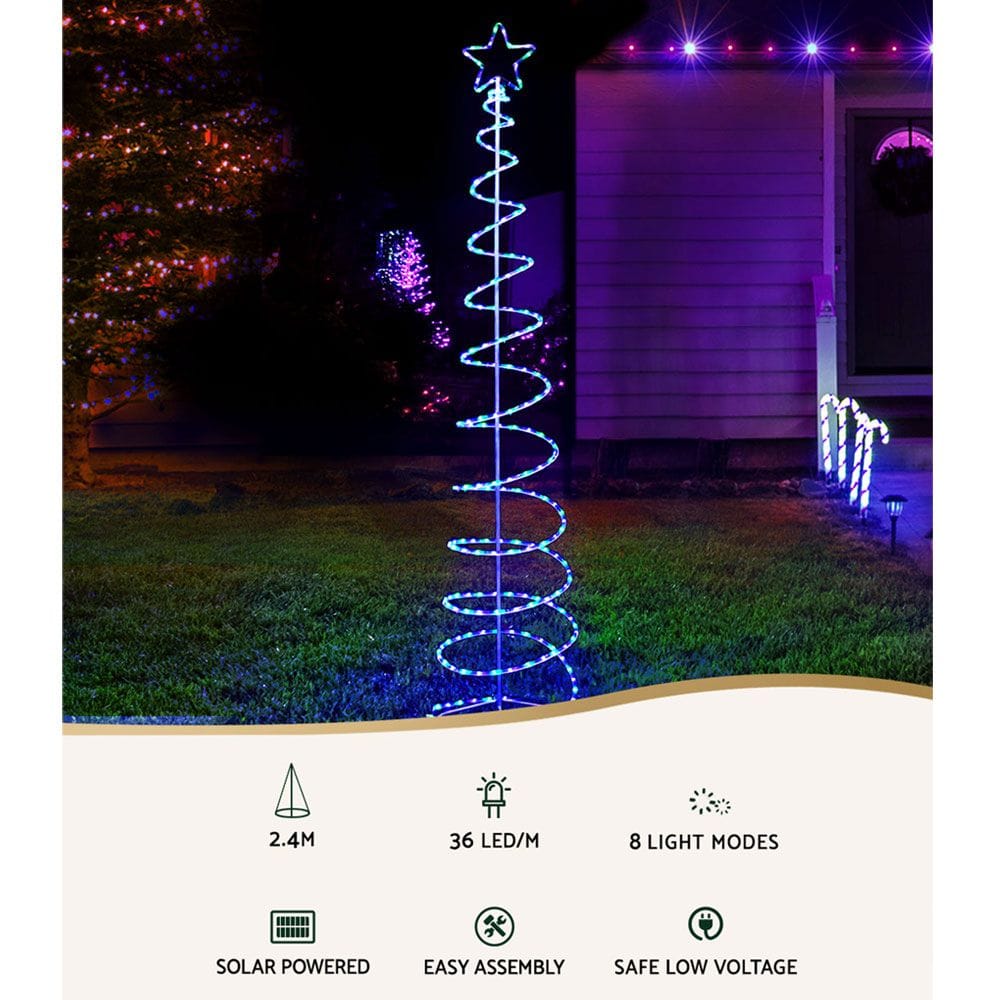 Jingle Jollys Occasions > Christmas > Outdoor Decorations & Lights 2.4M Christmas Tree LED Solar Motif Lights Jingle Jollys