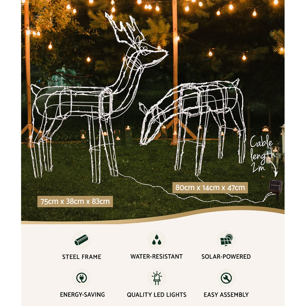 Jingle Jollys Occasions > Christmas > Outdoor Decorations & Lights 2 PCS Christmas Lights Reindeers 200 LED Decorations Jingle Jollys
