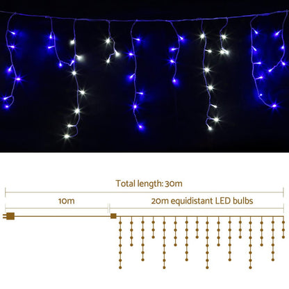 Jingle Jollys Occasions > Christmas > Outdoor Decorations & Lights 20M Christmas Lights Icicle Light 800 LED Blue White Decor Jingle Jollys
