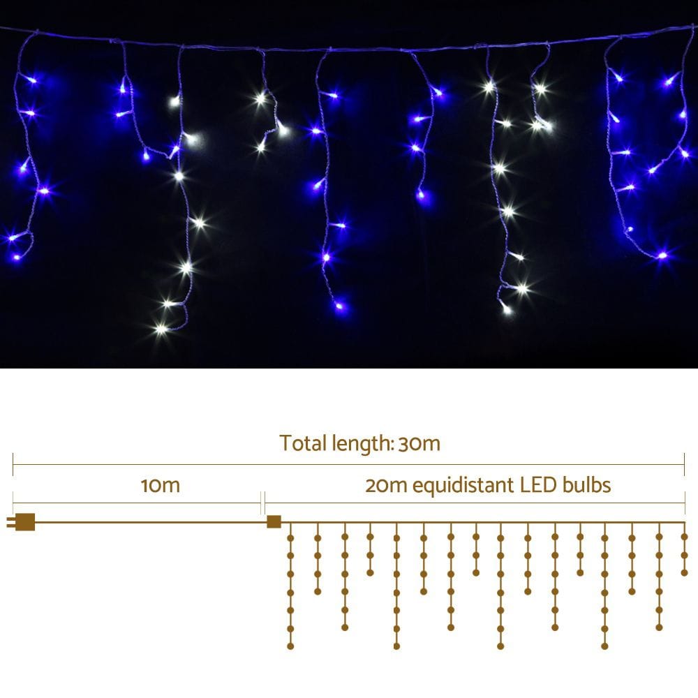 Jingle Jollys Occasions > Christmas > Outdoor Decorations & Lights 20M Christmas Lights Icicle Light 800 LED Blue White Decor Jingle Jollys