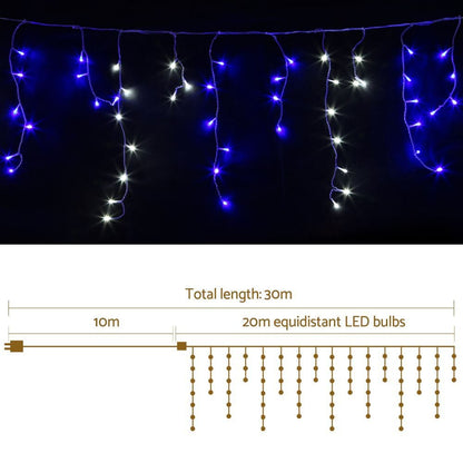 Jingle Jollys Occasions > Christmas > Outdoor Decorations & Lights 20M Christmas Lights Icicle Light 800 LED Blue White Decor Jingle Jollys