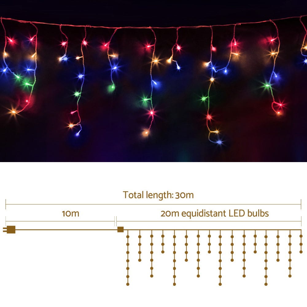 Jingle Jollys Occasions > Christmas > Outdoor Decorations & Lights 20M Christmas Lights Icicle Light 800 LED Multi-coloured Jingle Jollys