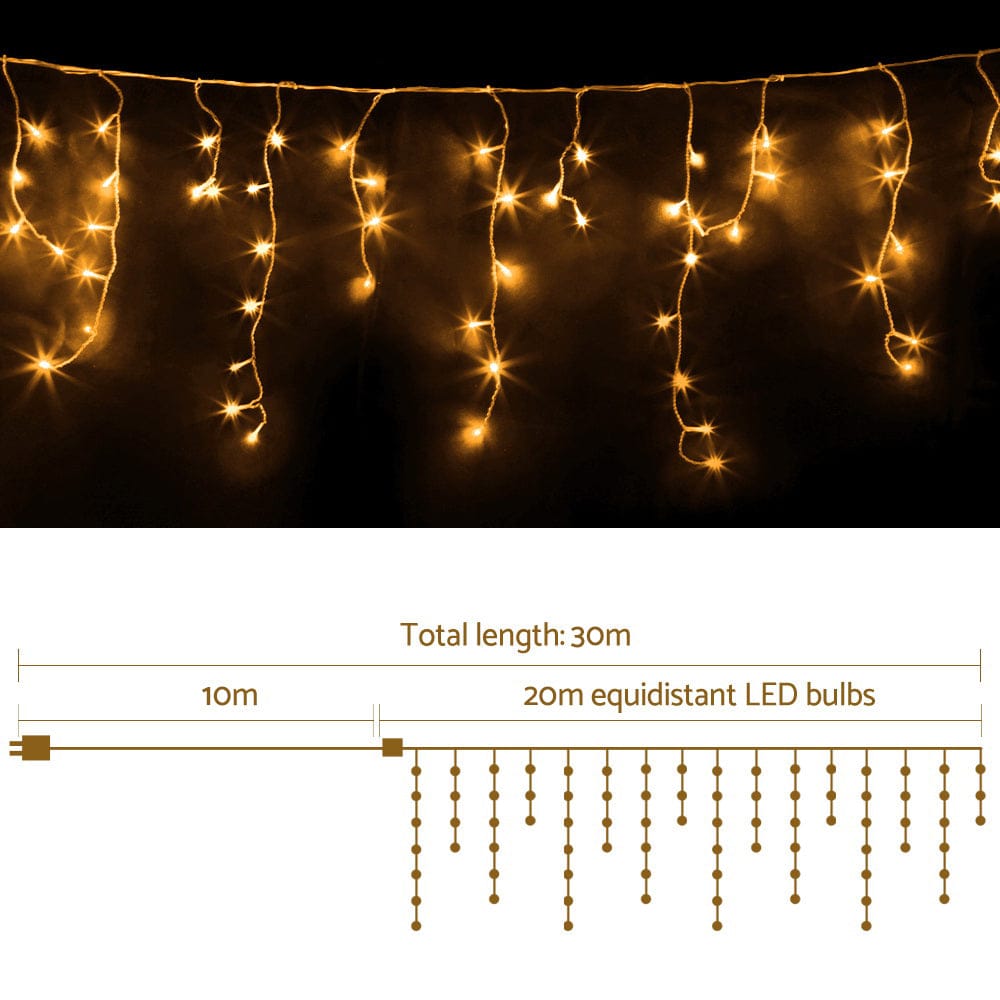 Jingle Jollys Occasions > Christmas > Outdoor Decorations & Lights 20M Christmas Lights Icicle Light 800 LED Warm White Decor Jingle Jollys