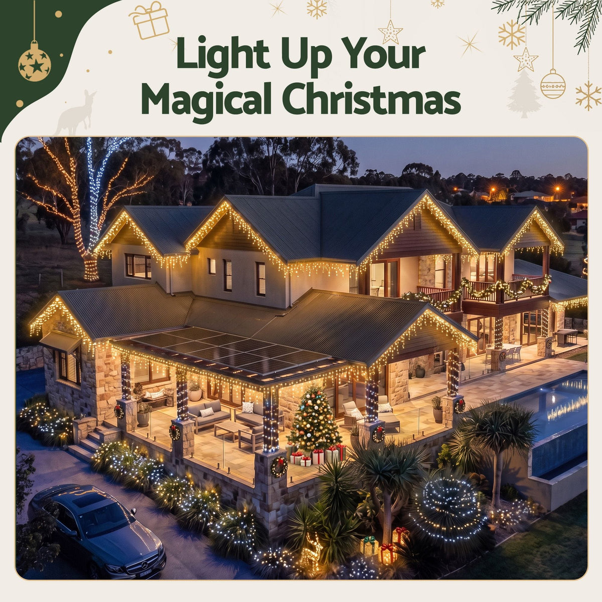 Jingle Jollys Occasions > Christmas > Outdoor Decorations & Lights 20M Christmas Lights Icicle Light 800 LED Warm White Decor Jingle Jollys