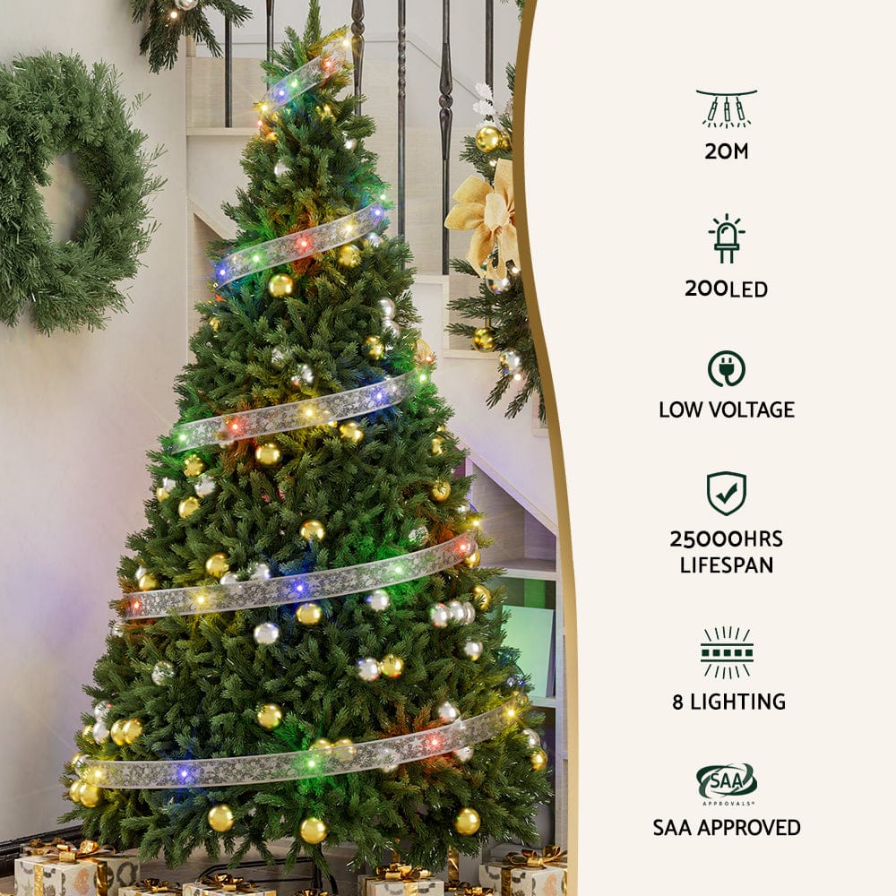 Jingle Jollys Occasions > Christmas > Outdoor Decorations & Lights 20M Christmas Lights Ribbon Fairy Light 200 LED Colored Jingle Jollys