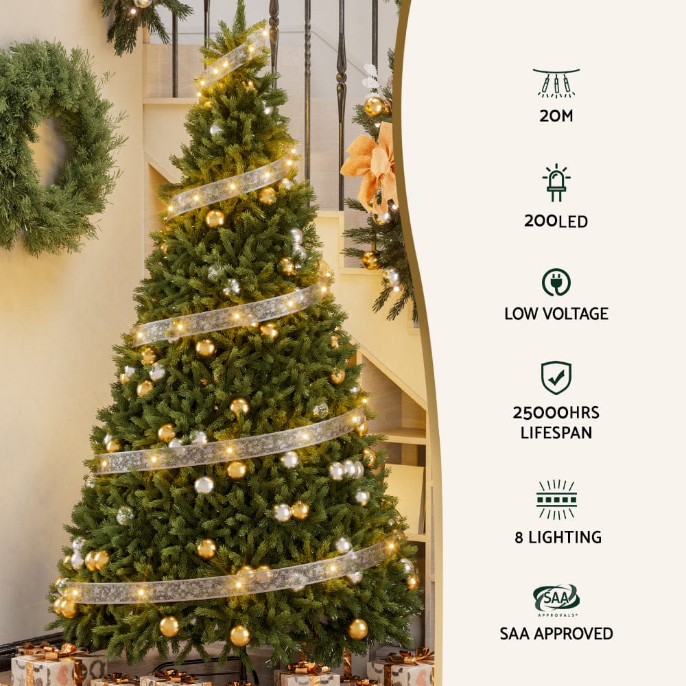 Jingle Jollys Occasions > Christmas > Outdoor Decorations & Lights 20M Christmas Lights Ribbon Fairy Light 200 LED Warm Jingle Jollys