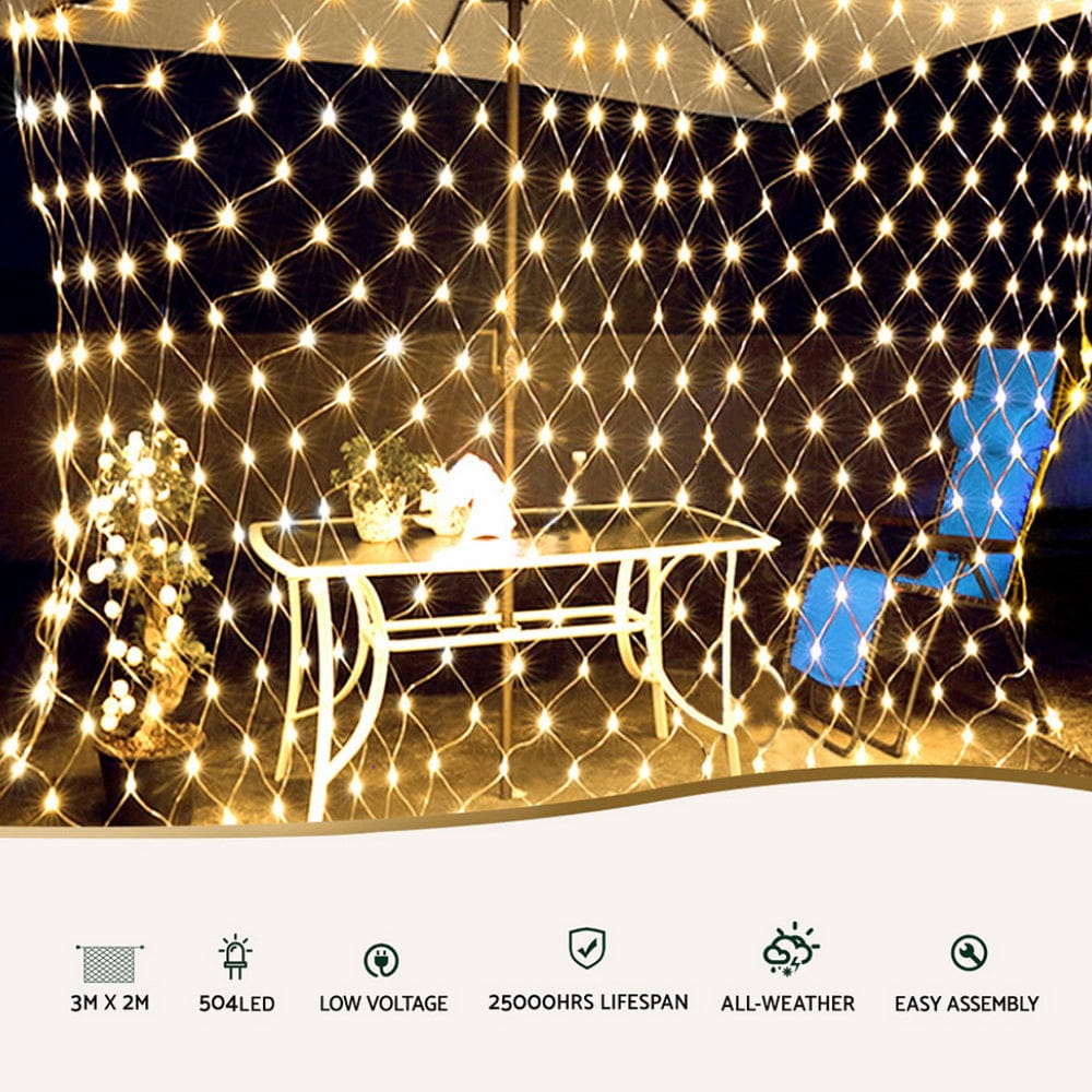 Jingle Jollys Occasions > Christmas > Outdoor Decorations & Lights 2Mx3M Christmas Lights Net String Light Decorations Warm 504 LED Jingle Jollys