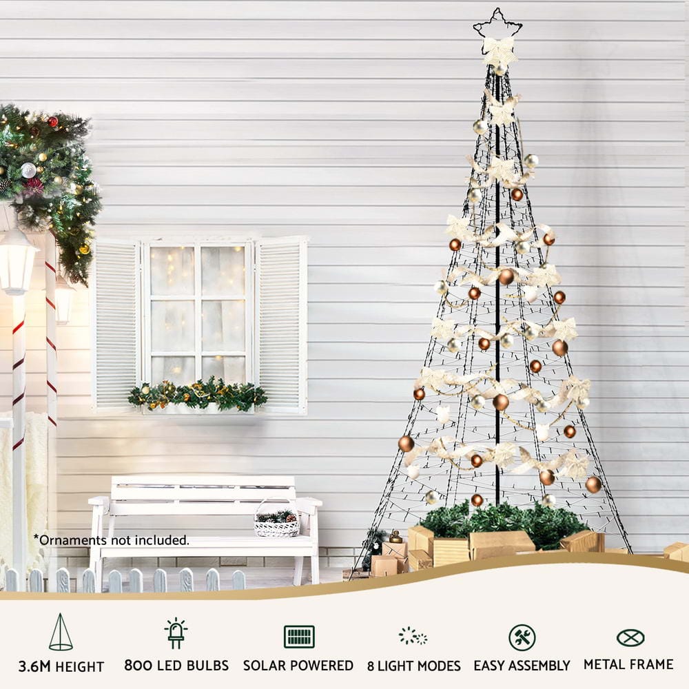 Jingle Jollys Occasions > Christmas > Outdoor Decorations & Lights 3.6M Christmas Tree 800 LED Solar Net Lights Jingle Jollys
