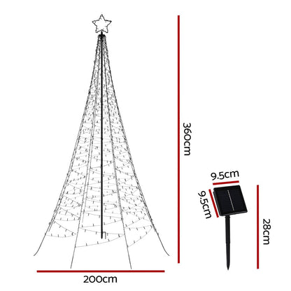 Jingle Jollys Occasions > Christmas > Outdoor Decorations & Lights 3.6M Christmas Tree 800 LED Solar Net Lights Jingle Jollys