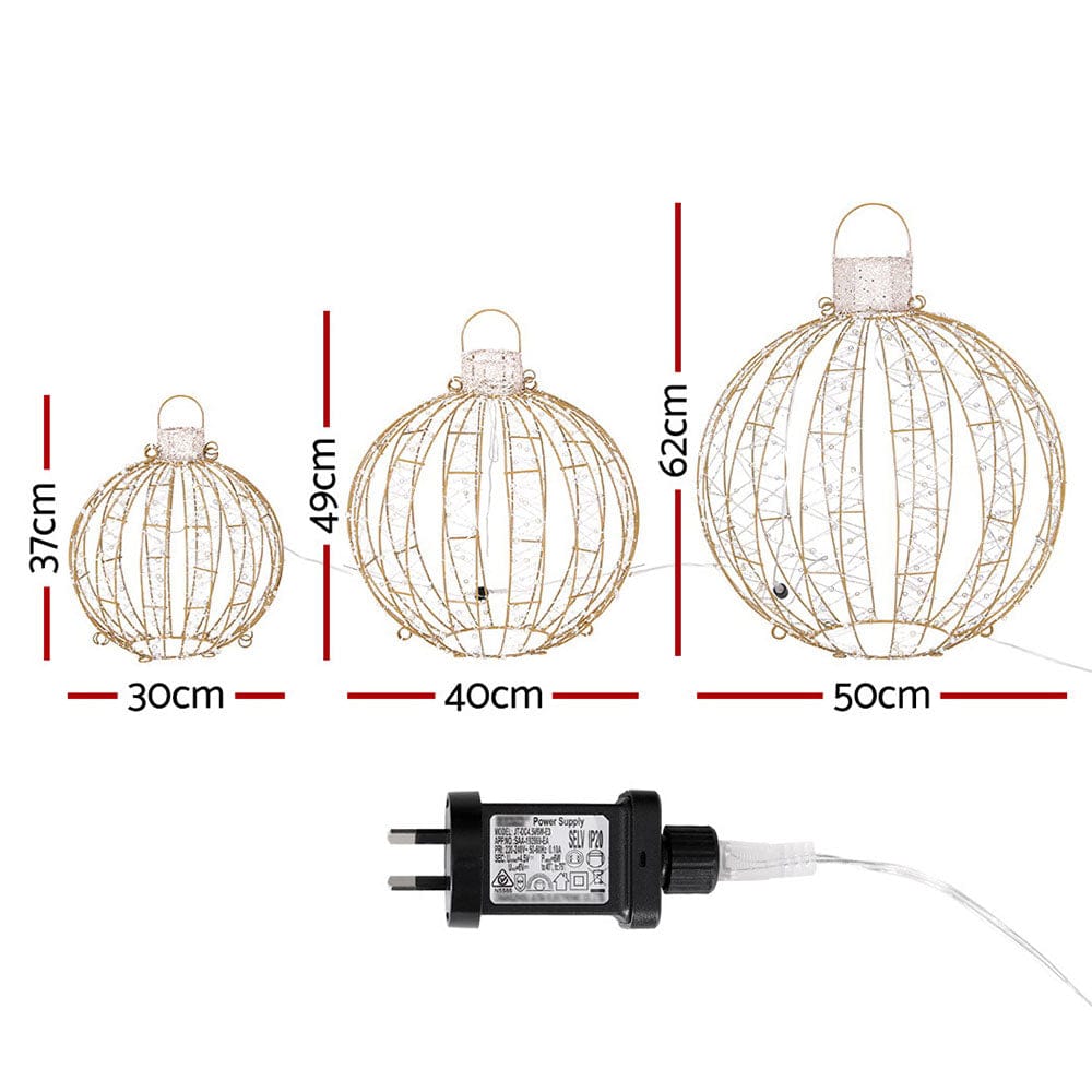 Jingle Jollys Occasions > Christmas > Outdoor Decorations & Lights 3 PCS Christmas Lights 360 LED Fairy Light Ball Decorations Jingle Jollys
