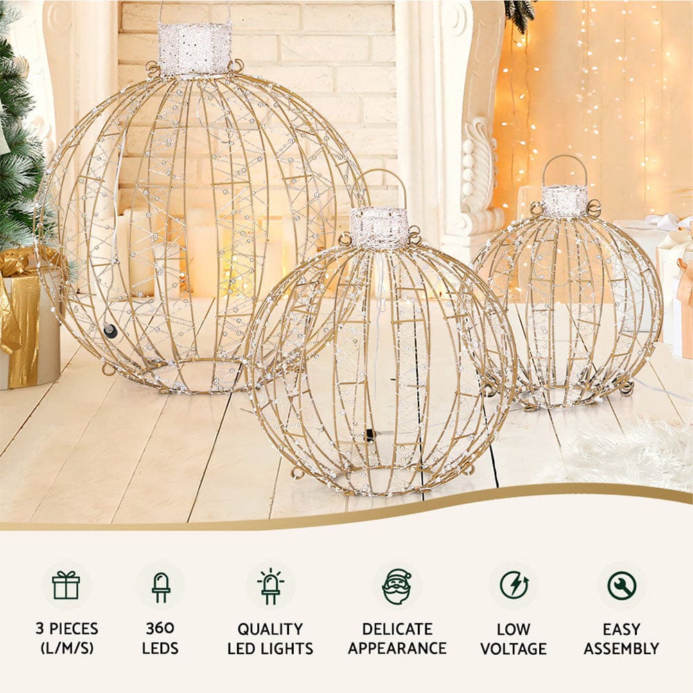 Jingle Jollys Occasions > Christmas > Outdoor Decorations & Lights 3 PCS Christmas Lights 360 LED Fairy Light Ball Decorations Jingle Jollys