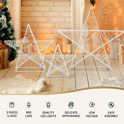 Jingle Jollys Occasions > Christmas > Outdoor Decorations & Lights 3 PCS Christmas Lights 900 LED Fairy Light Star Decorations Jingle Jollys