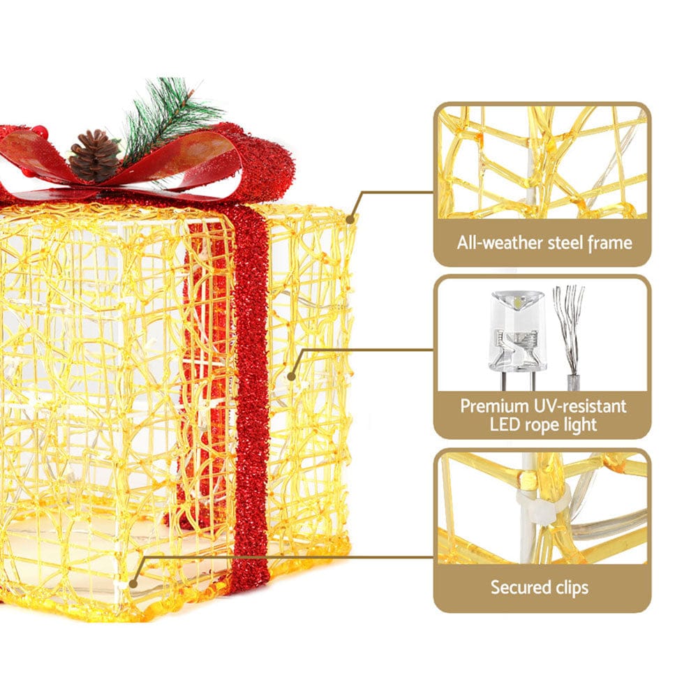 Jingle Jollys Occasions > Christmas > Outdoor Decorations & Lights 3 PCS Christmas Lights Gift Box Set Set 48 LED Decorations Jingle Jollys