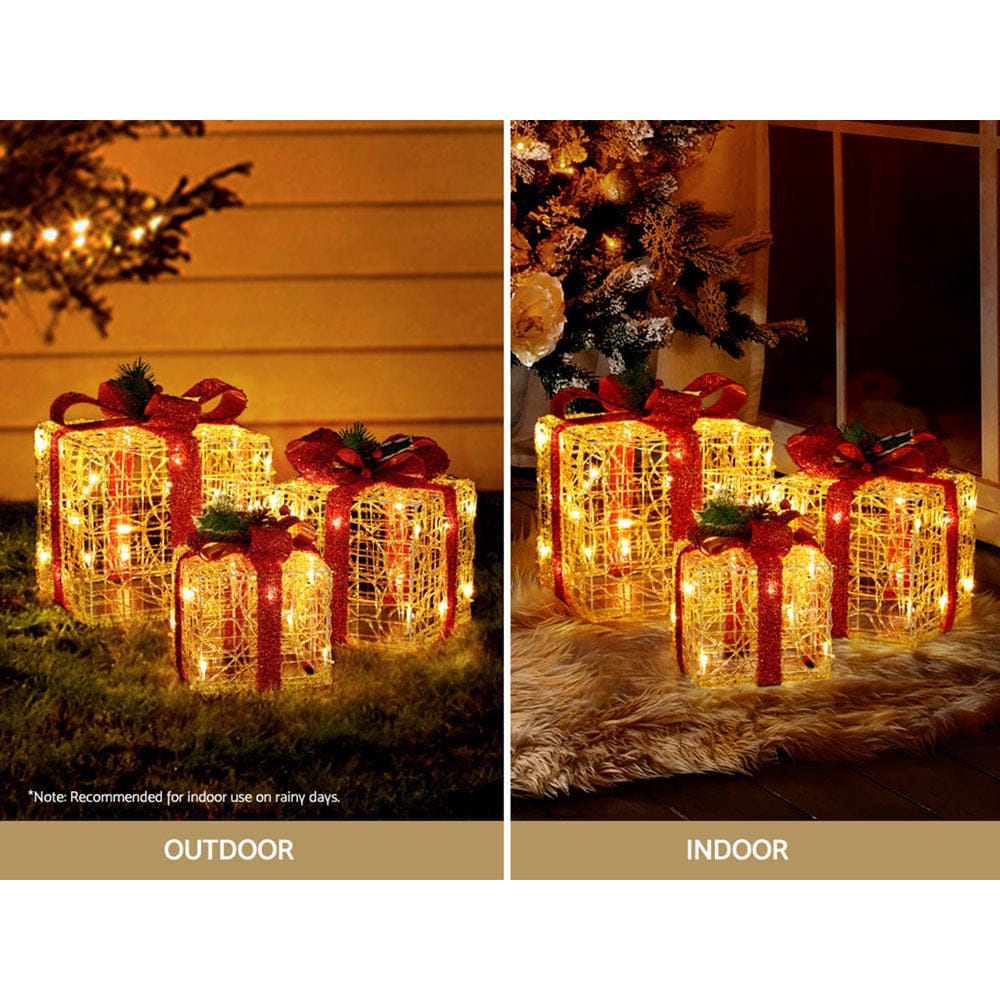 Jingle Jollys Occasions > Christmas > Outdoor Decorations & Lights 3 PCS Christmas Lights Gift Box Set Set 48 LED Decorations Jingle Jollys