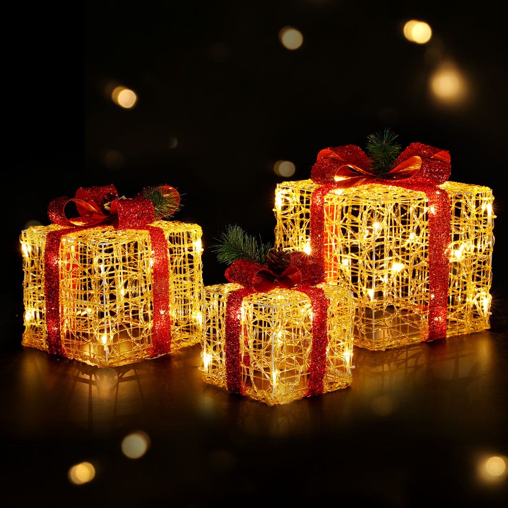 Jingle Jollys Occasions > Christmas > Outdoor Decorations & Lights 3 PCS Christmas Lights Gift Box Set Set 48 LED Decorations Jingle Jollys