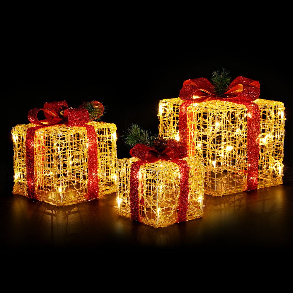 Jingle Jollys Occasions > Christmas > Outdoor Decorations & Lights 3 PCS Christmas Lights Gift Box Set Set 48 LED Decorations Jingle Jollys