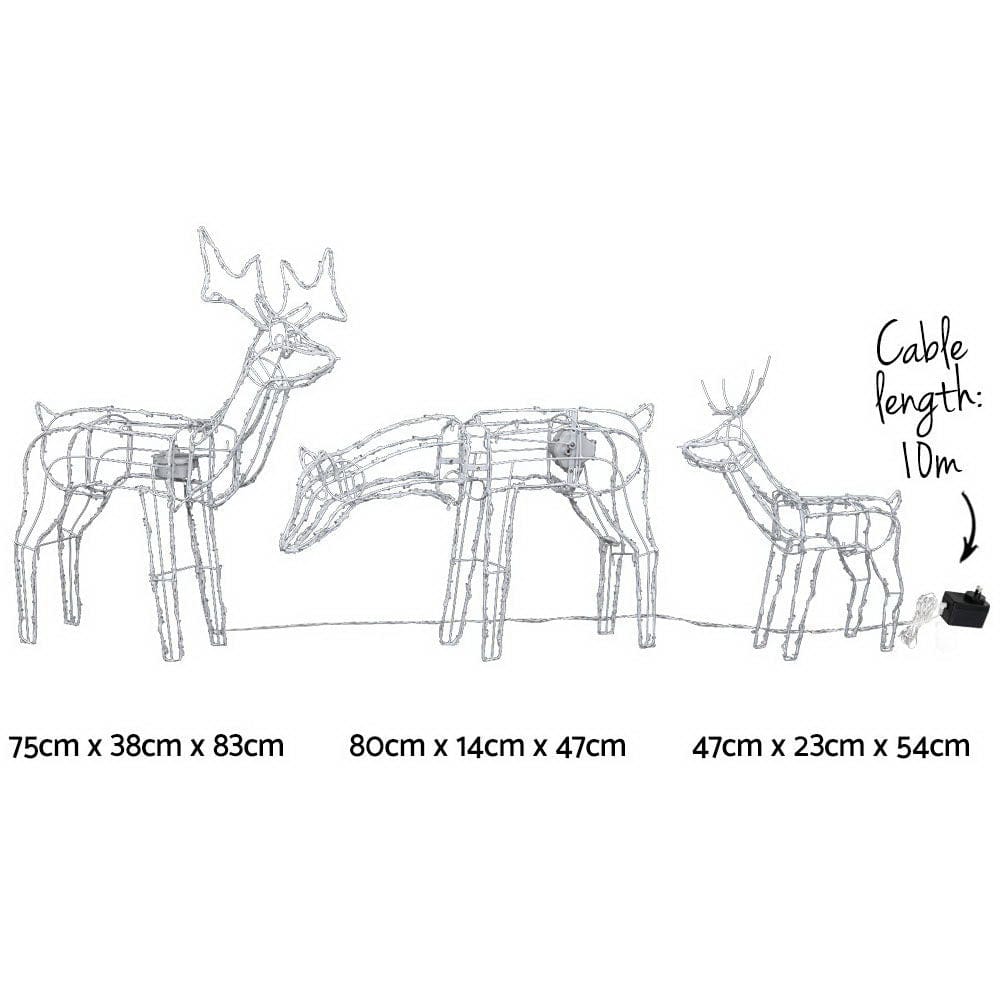 Jingle Jollys Occasions > Christmas > Outdoor Decorations & Lights 3 PCS Christmas Lights Reindeers 250 LED Decorations Jingle Jollys