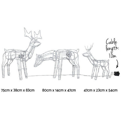 Jingle Jollys Occasions > Christmas > Outdoor Decorations & Lights 3 PCS Christmas Lights Reindeers 250 LED Decorations Jingle Jollys