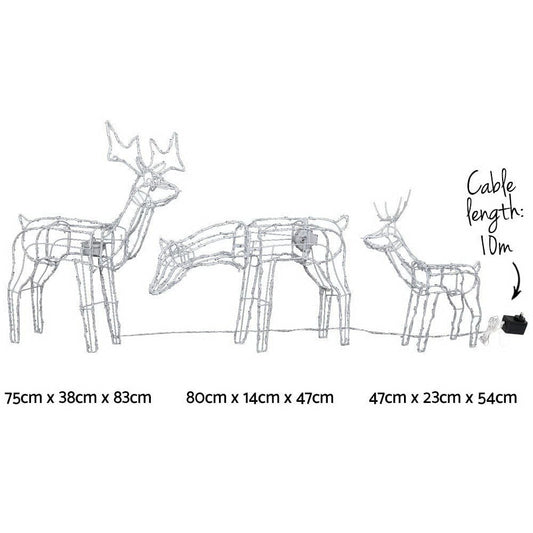 Jingle Jollys Occasions > Christmas > Outdoor Decorations & Lights 3 PCS Christmas Lights Reindeers 250 LED Decorations Jingle Jollys