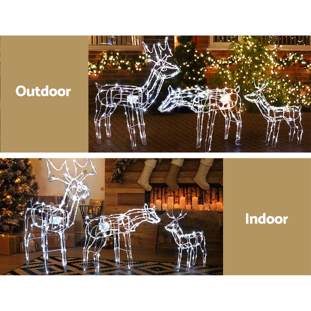 Jingle Jollys Occasions > Christmas > Outdoor Decorations & Lights 3 PCS Christmas Lights Reindeers 250 LED Decorations Jingle Jollys