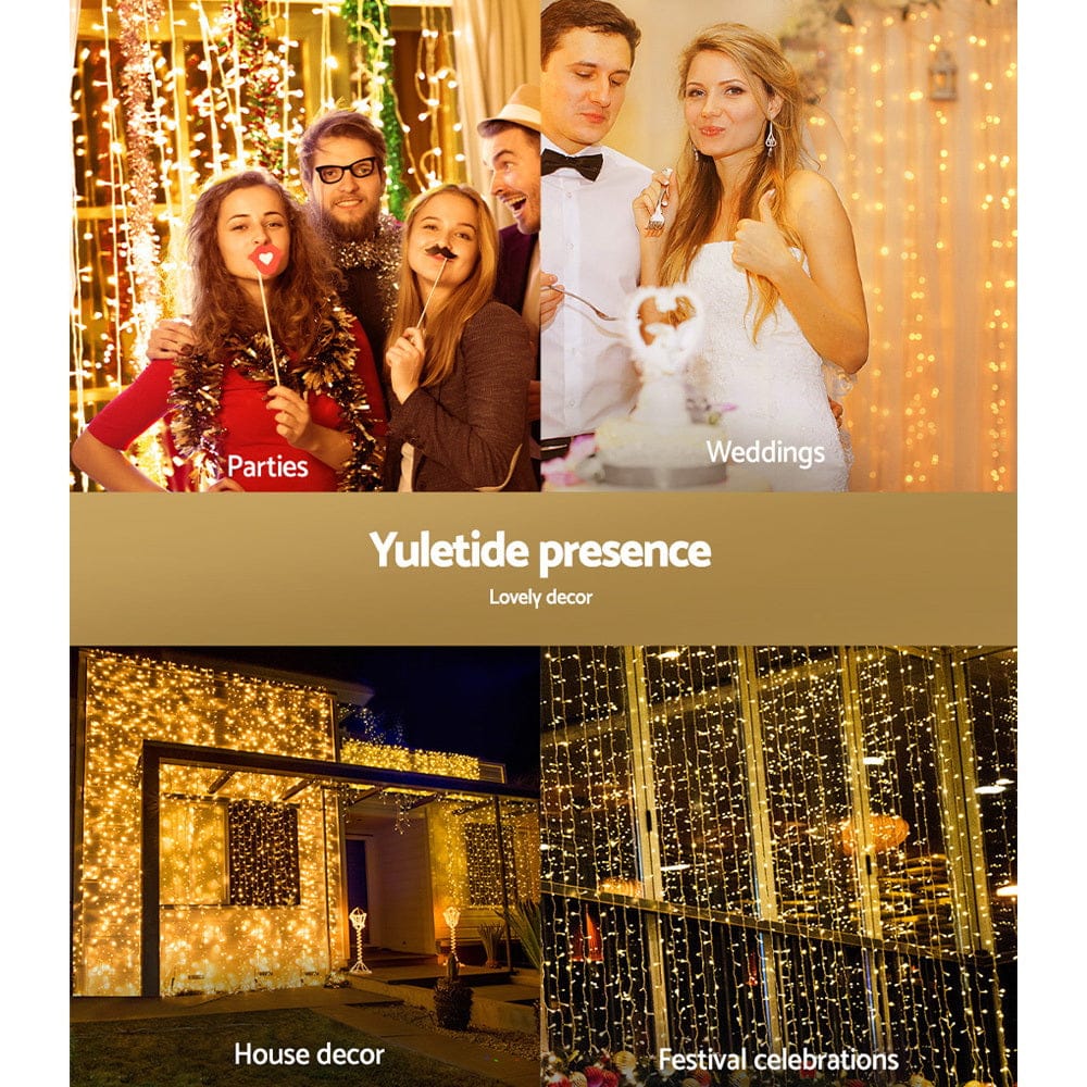 Jingle Jollys Occasions > Christmas > Outdoor Decorations & Lights 3X6M Christmas Lights Curtain Light Warm White 600 LED Jingle Jollys