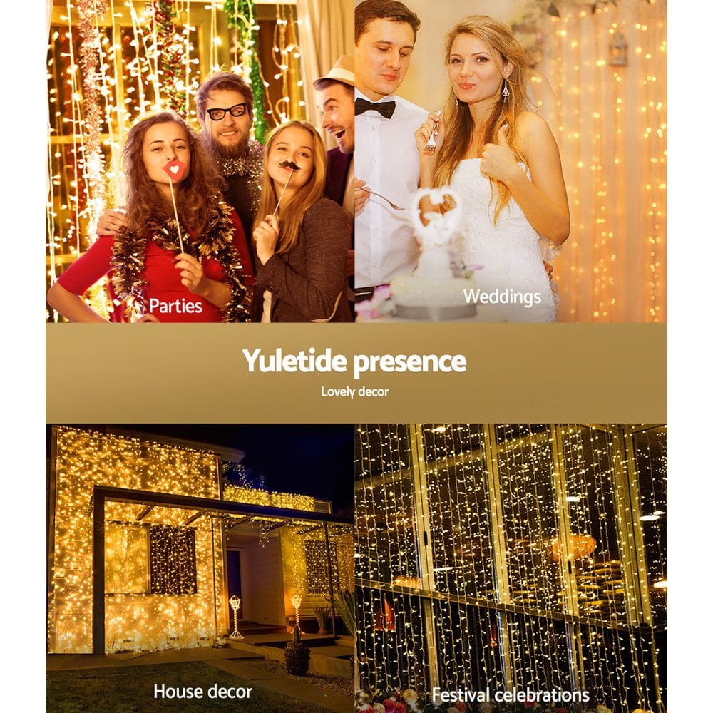Jingle Jollys Occasions > Christmas > Outdoor Decorations & Lights 3X6M Christmas Lights Curtain Light Warm White 600 LED Jingle Jollys