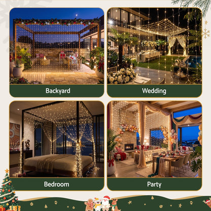 Jingle Jollys Occasions > Christmas > Outdoor Decorations & Lights 3X6M Christmas Lights Curtain Light Warm White 600 LED Jingle Jollys