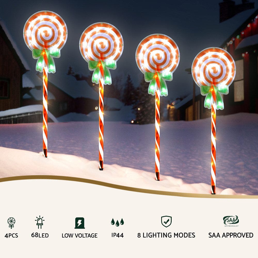Jingle Jollys Occasions > Christmas > Outdoor Decorations & Lights 4 PCS Christmas Lights Path Ground Light Garden Decorations 68 LED Jingle Jollys