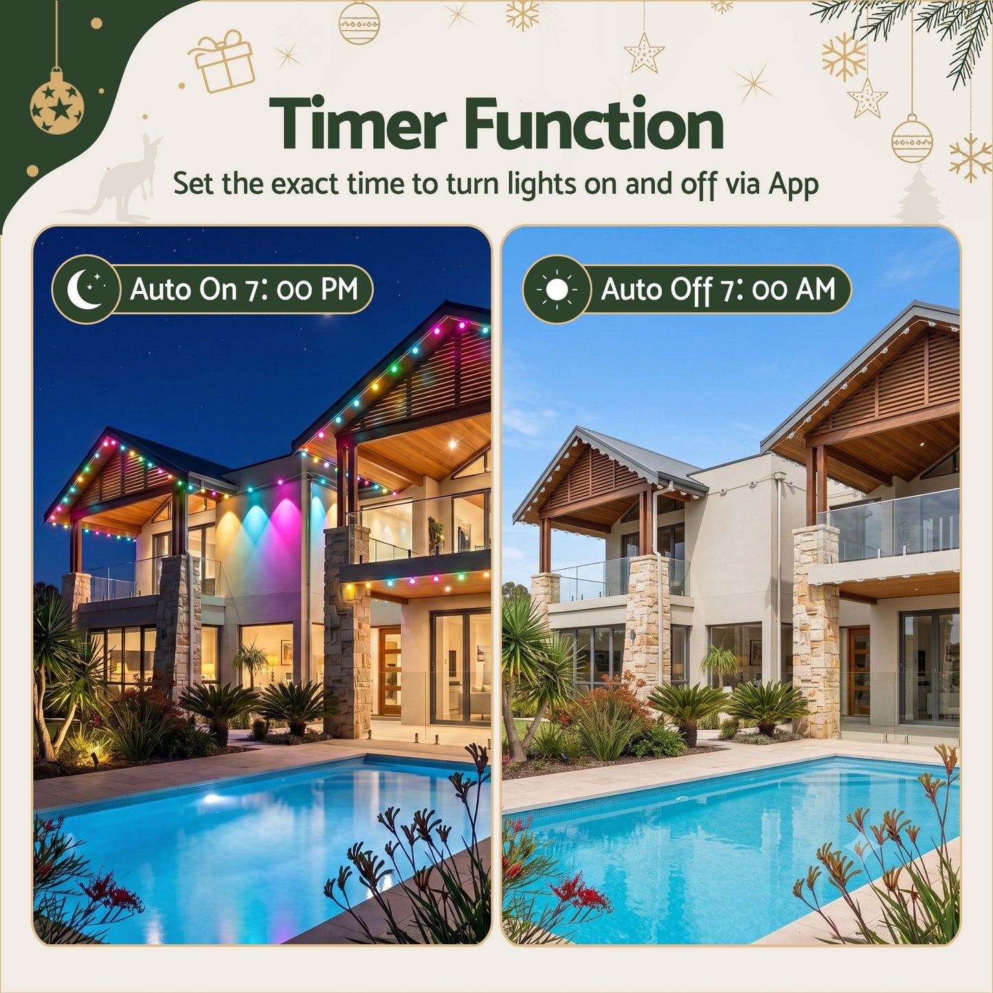 Jingle Jollys Occasions > Christmas > Outdoor Decorations & Lights Jingle Jollys 15M Christmas Lights Permanent String Eaves Light 36 LED Decoration