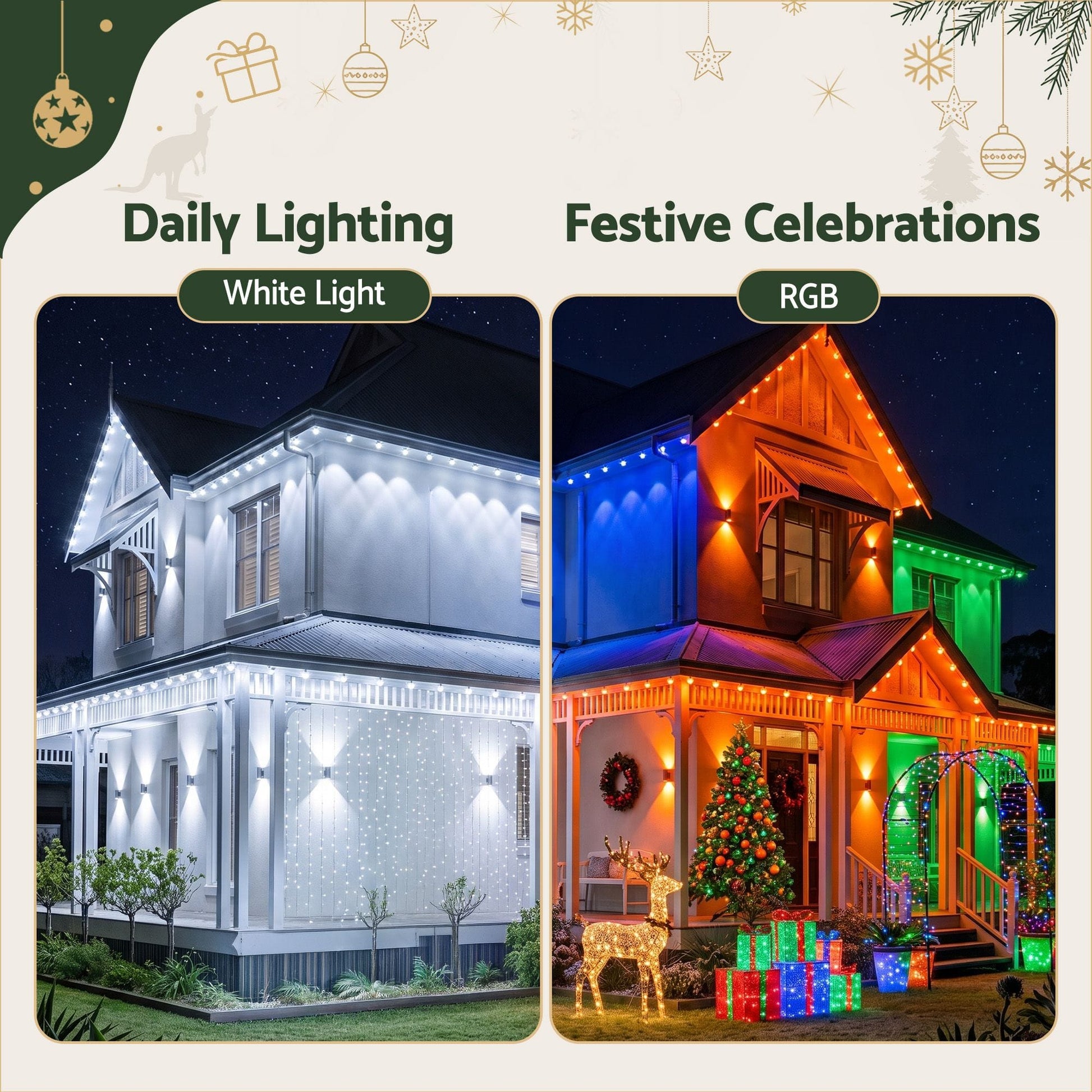 Jingle Jollys Occasions > Christmas > Outdoor Decorations & Lights Jingle Jollys 15M Christmas Lights Permanent String Eaves Light 36 LED Decoration