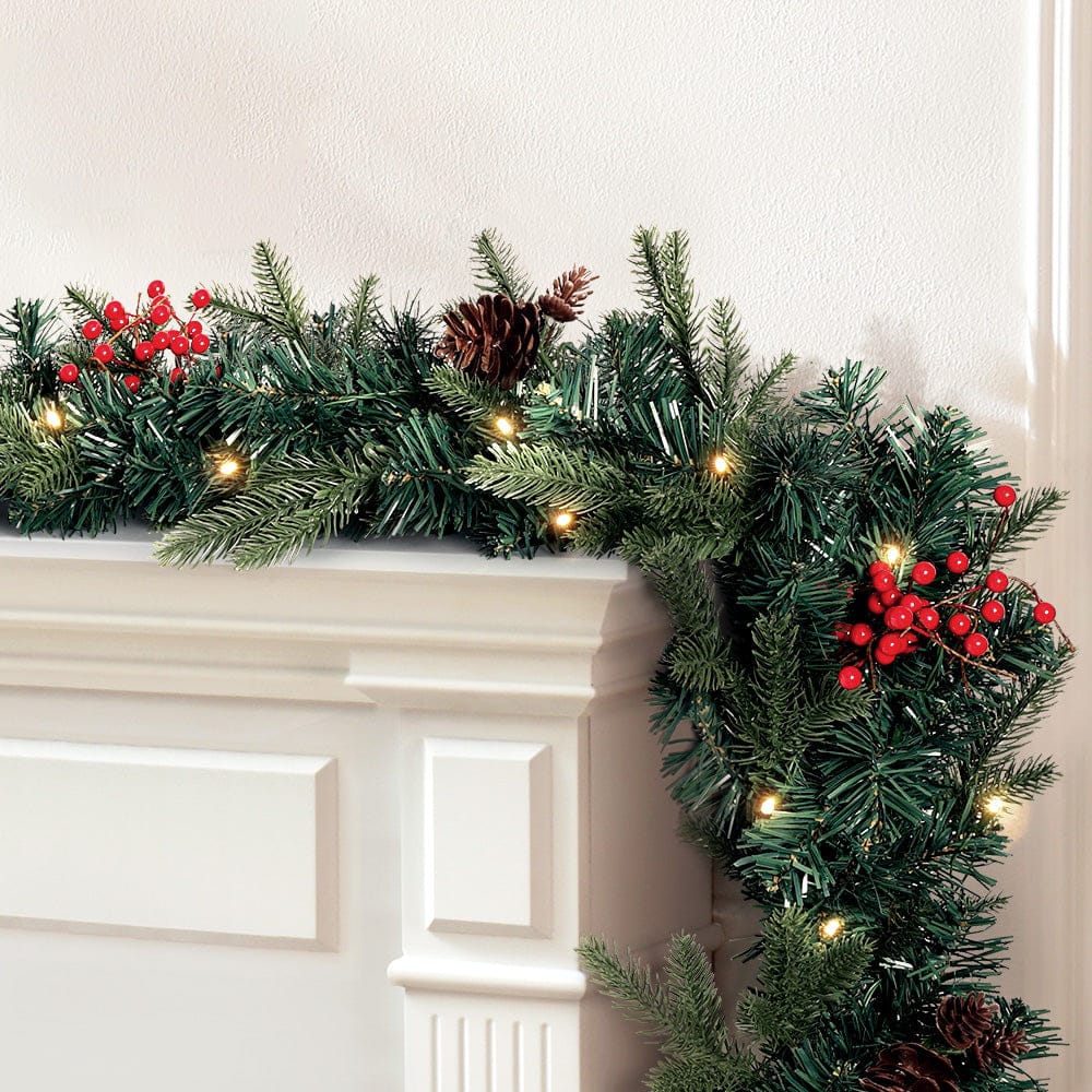 Jingle Jollys Occasions > Christmas > Outdoor Decorations & Lights Jingle Jollys 2.4m Christmas Garland with LED Lights Decorations Xmas Party