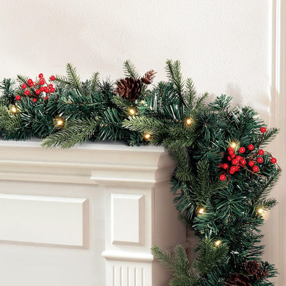 Jingle Jollys Occasions > Christmas > Outdoor Decorations & Lights Jingle Jollys 2.4m Christmas Garland with LED Lights Decorations Xmas Party