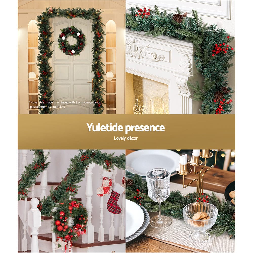 Jingle Jollys Occasions > Christmas > Outdoor Decorations & Lights Jingle Jollys 2.4m Christmas Garland with LED Lights Decorations Xmas Party