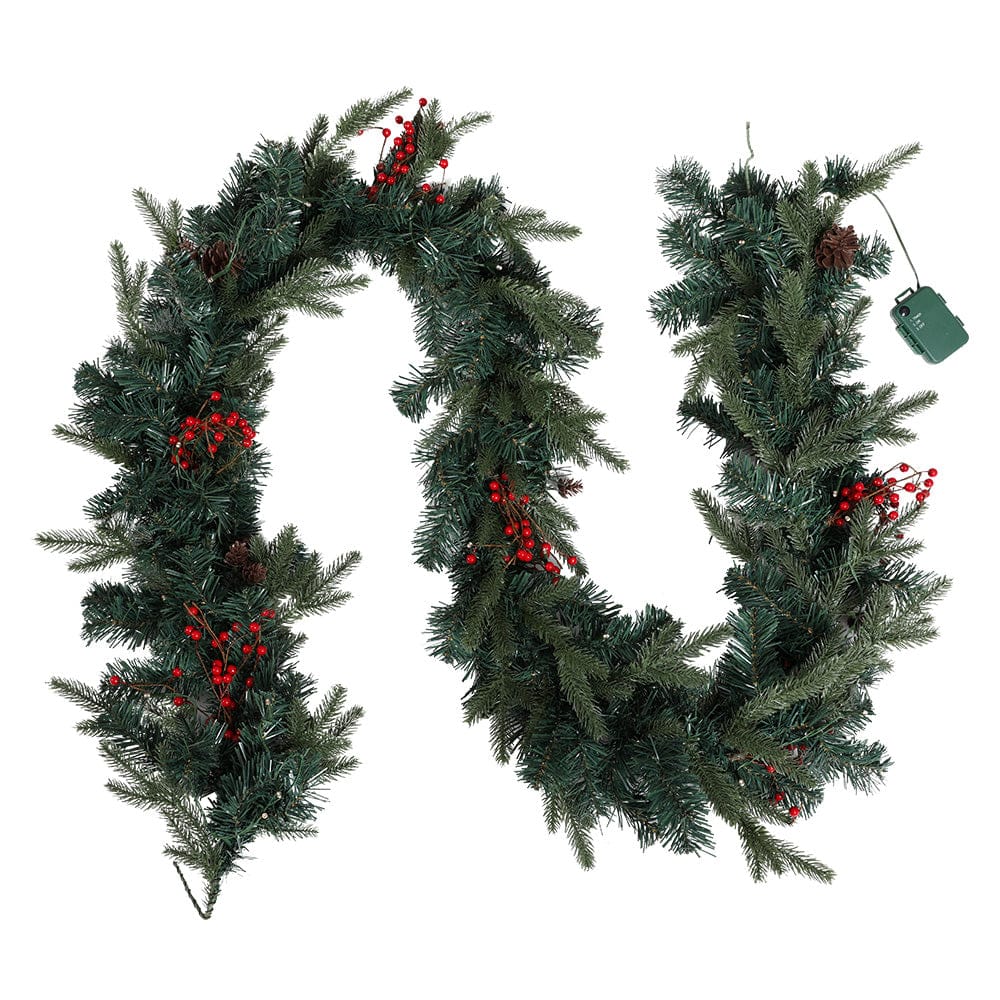 Jingle Jollys Occasions > Christmas > Outdoor Decorations & Lights Jingle Jollys 2.4m Christmas Garland with LED Lights Decorations Xmas Party