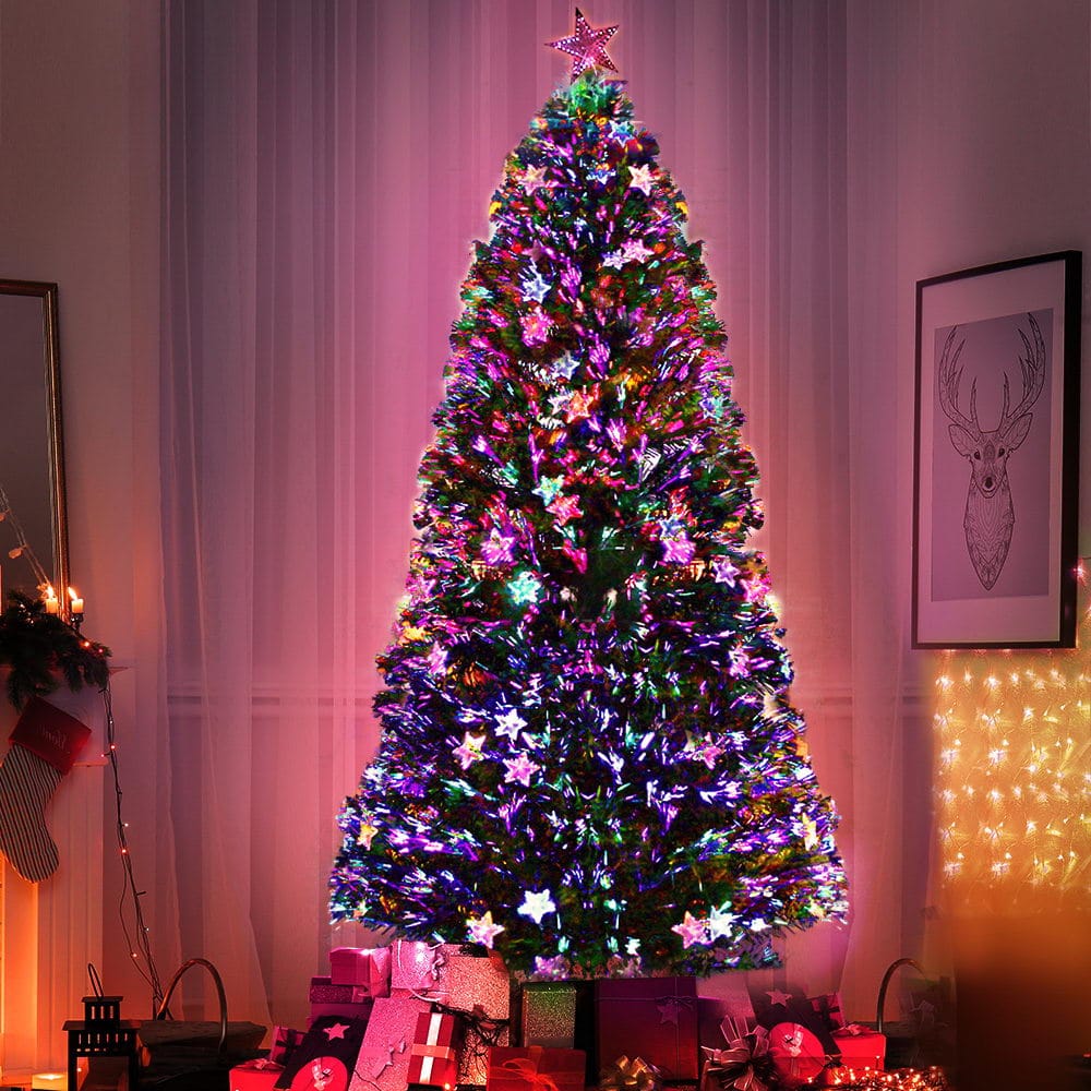 Jingle Jollys Occasions > Christmas > Outdoor Decorations & Lights Jingle Jollys 2.4m Christmas Tree Optic Fibre LED Xmas tree Multi Colour