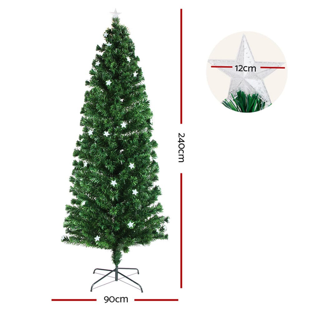 Jingle Jollys Occasions > Christmas > Outdoor Decorations & Lights Jingle Jollys 2.4m Christmas Tree Optic Fibre LED Xmas tree Multi Colour