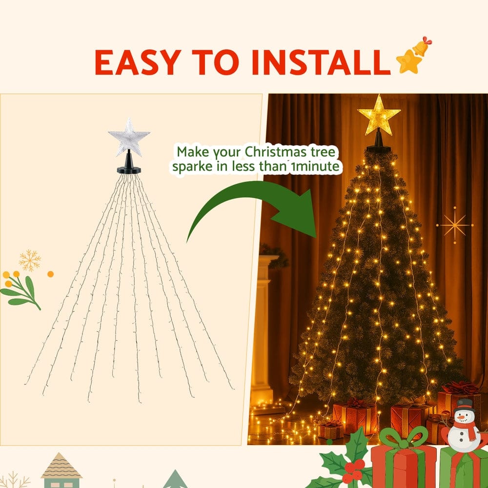 Jingle Jollys Occasions > Christmas > Outdoor Decorations & Lights Jingle Jollys 2.5M Christmas Lights Waterfall String Light 300 LED Star Topper