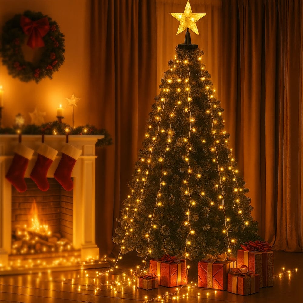 Jingle Jollys Occasions > Christmas > Outdoor Decorations & Lights Jingle Jollys 2.5M Christmas Lights Waterfall String Light 300 LED Star Topper