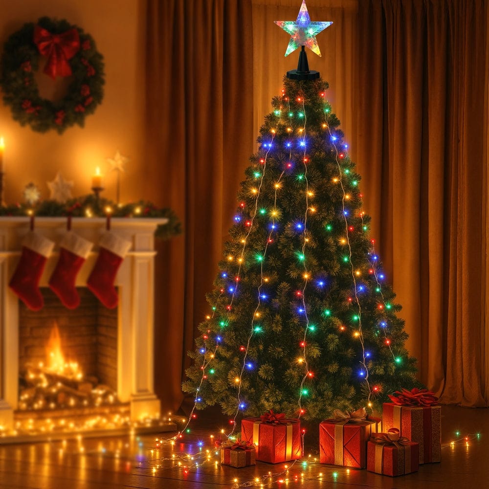 Jingle Jollys Occasions > Christmas > Outdoor Decorations & Lights Jingle Jollys 2.5M Christmas Lights Waterfall String Light 300 LED Star Topper