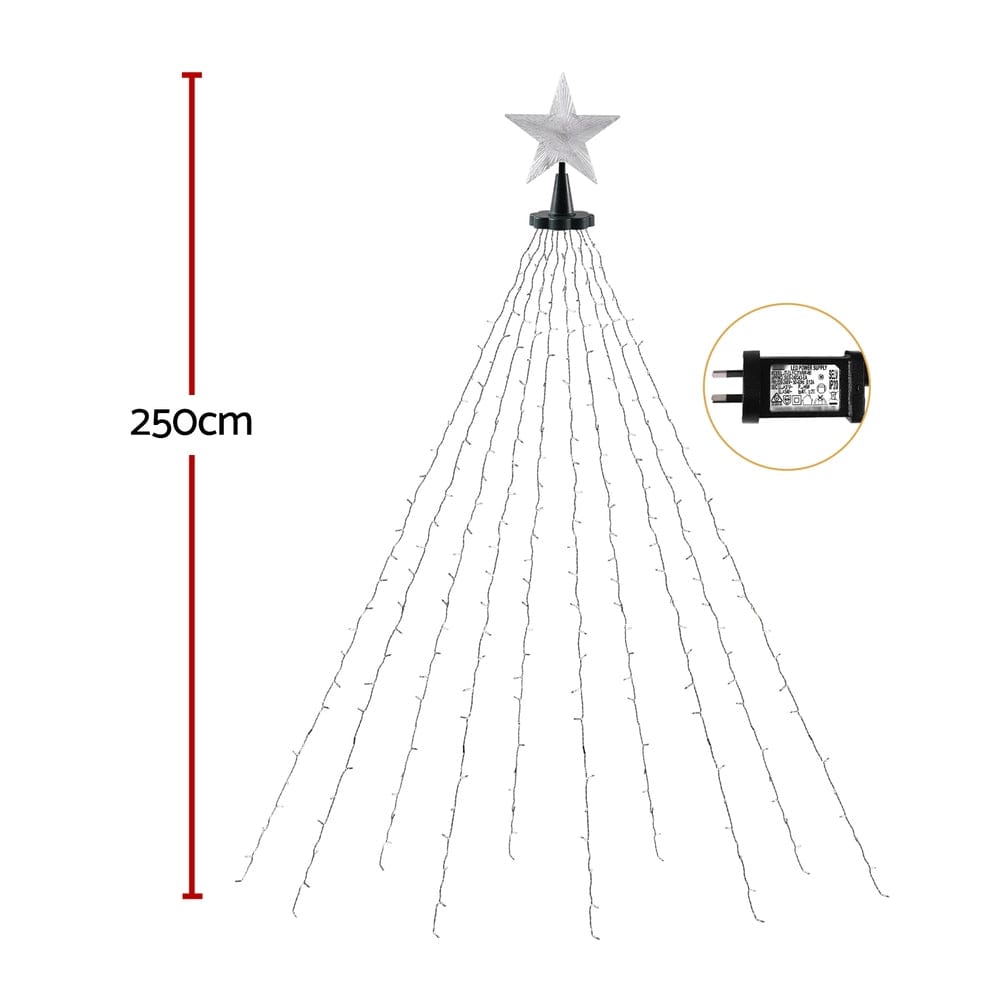 Jingle Jollys Occasions > Christmas > Outdoor Decorations & Lights Jingle Jollys 2.5M Christmas Lights Waterfall String Light 300 LED Star Topper