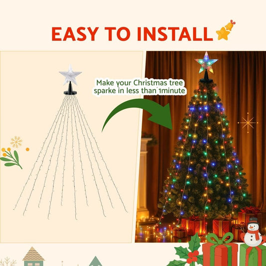 Jingle Jollys Occasions > Christmas > Outdoor Decorations & Lights Jingle Jollys 2.5M Christmas Lights Waterfall String Light 300 LED Star Topper