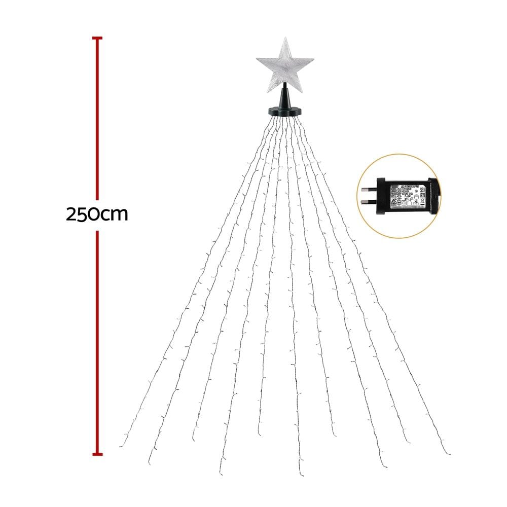 Jingle Jollys Occasions > Christmas > Outdoor Decorations & Lights Jingle Jollys 2.5M Christmas Lights Waterfall String Light 300 LED Star Topper