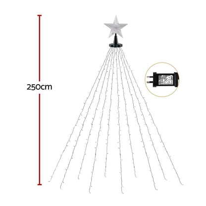Jingle Jollys Occasions > Christmas > Outdoor Decorations & Lights Jingle Jollys 2.5M Christmas Lights Waterfall String Light 300 LED Star Topper